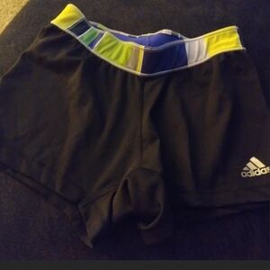 Adidas Black Athletic Shorts with Colorful Waistband